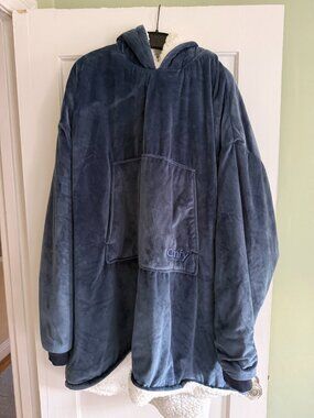 The Comfy Original Blanket Hoodie Fleece Sherpa Blanket One Size Pullover Blue